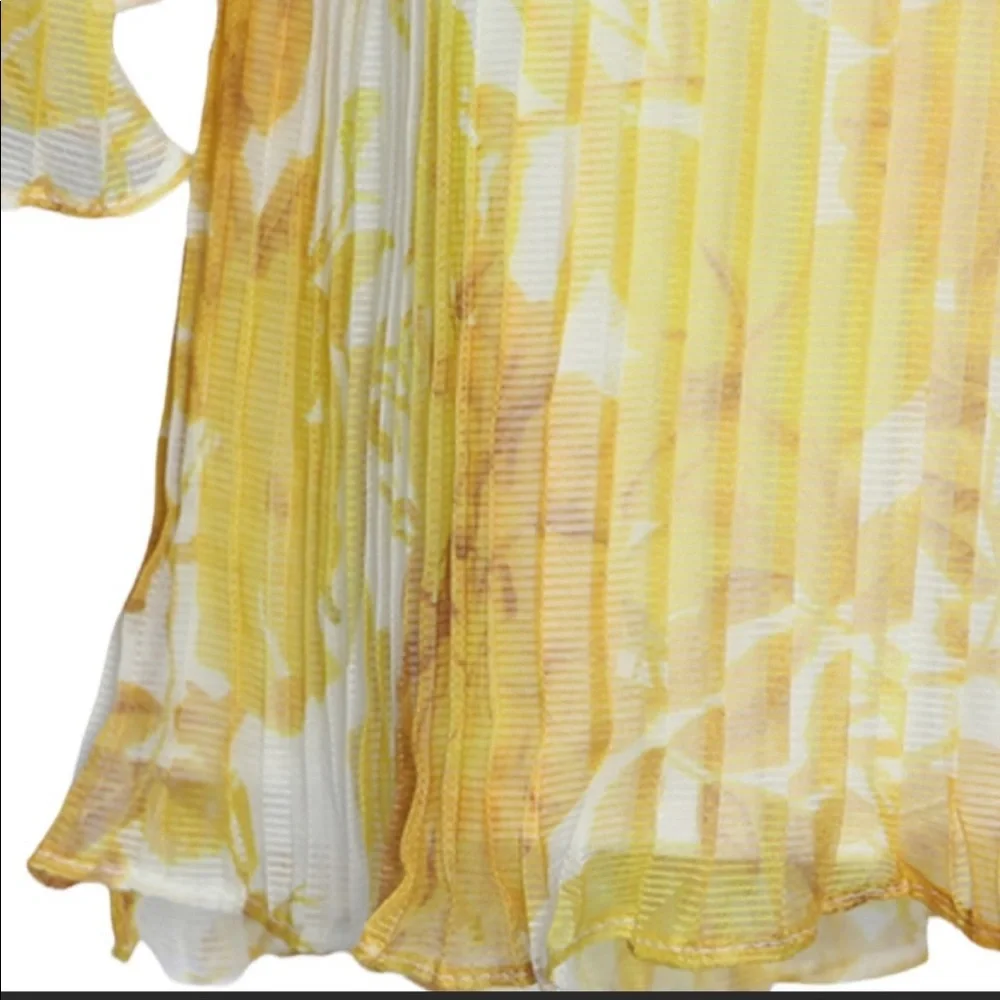 Anthropologie x La Maison Talulah Sunshine XL Yellow 1-Shoulder Floral Toga Mini - Picture 5 of 16